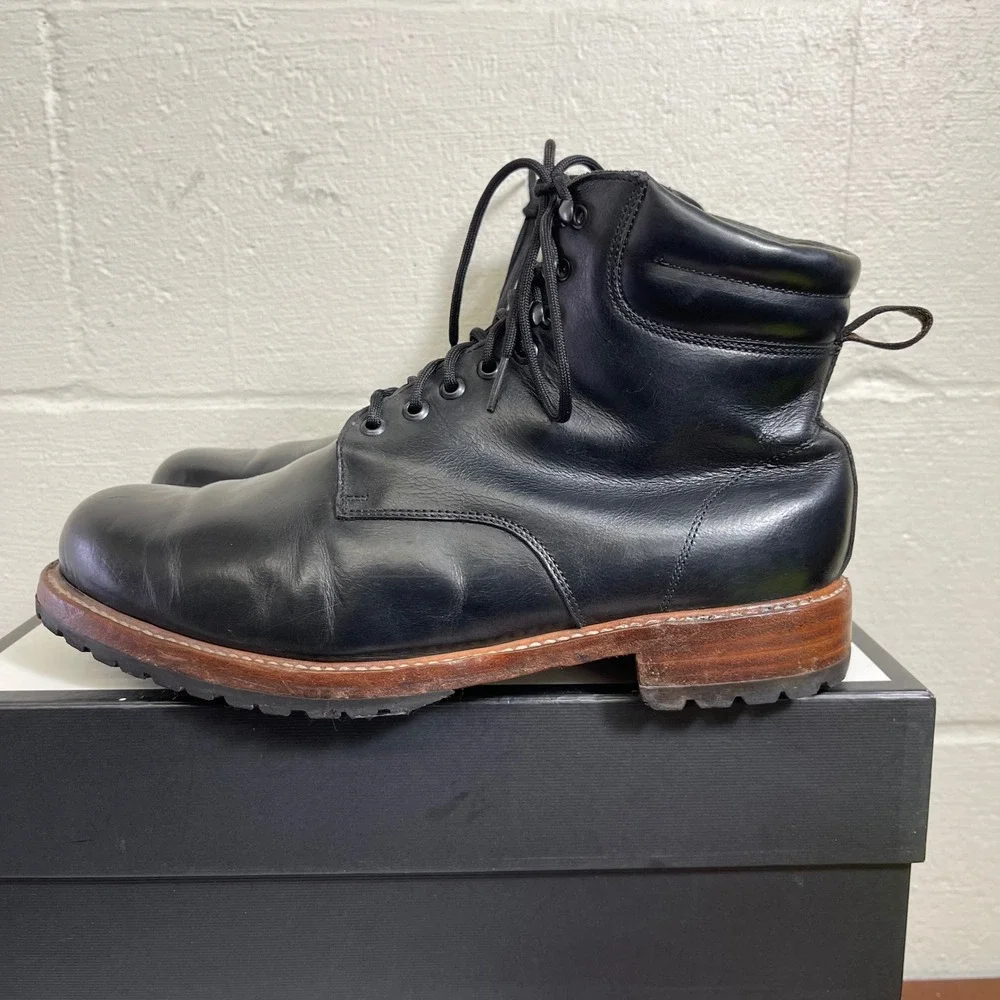 Wilcox Shiloh Black Leather Lug Goodyear Welt Ankle Boots Lace up Women's 11.5